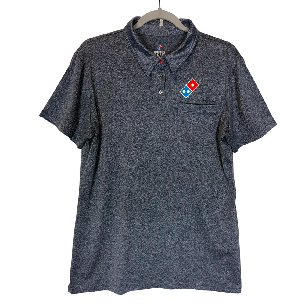 Domino's Gear Polo Shirt Womens Medium Blue‎ Uniform Stretch Short Sleeve Logo